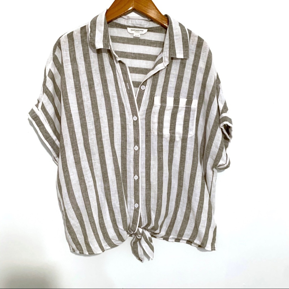 beachlunchlounge Brooklyn Stripe Tie Front TopNWOT